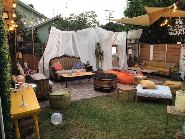 simple patio in the garden